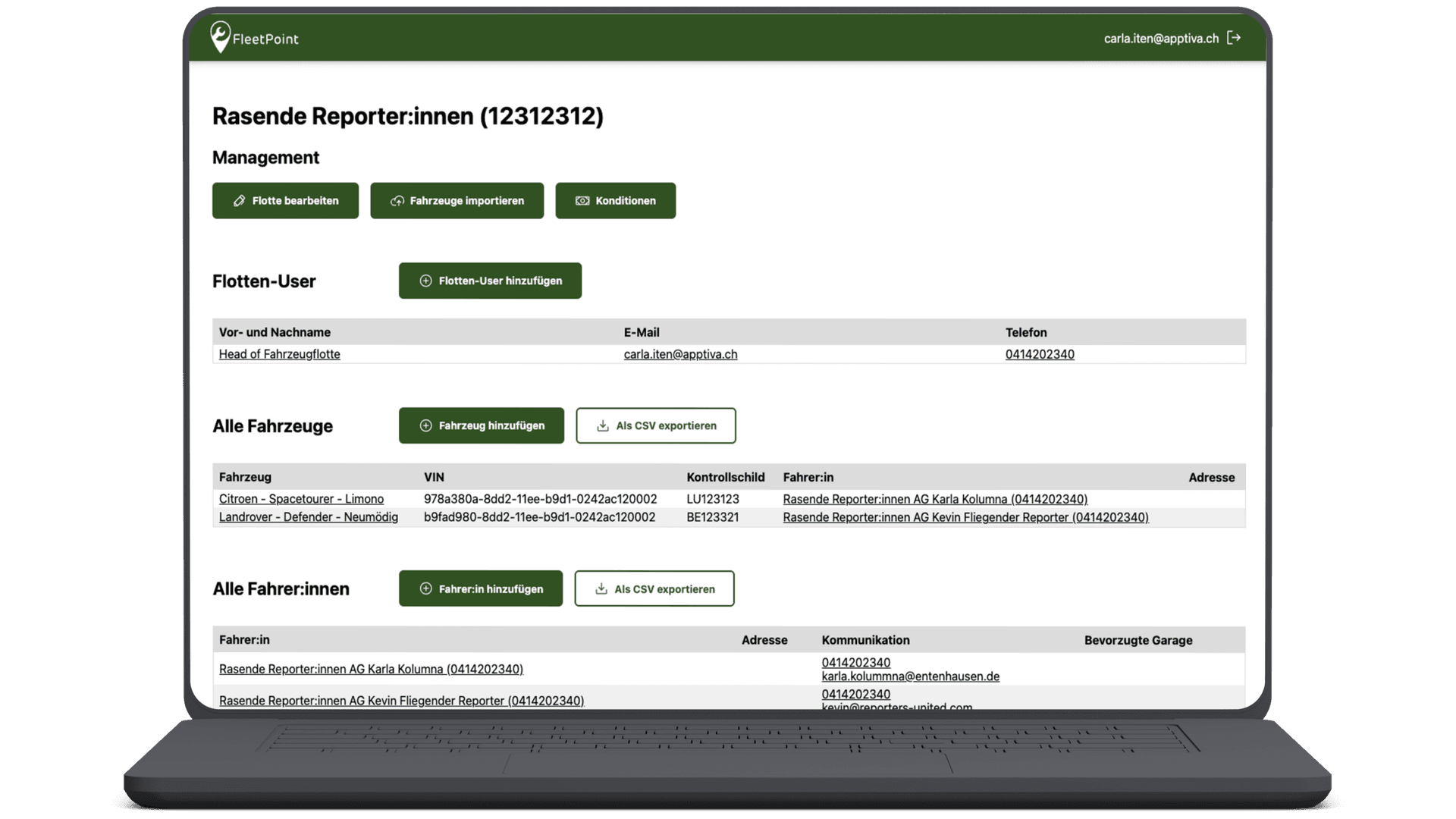 Fleet Assistant, die Webapplikation für die hostettler autotechnik ag.