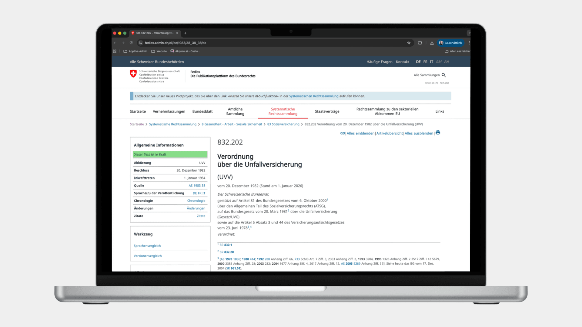 Bubble Chat kann ab sofort Gesetze von fedlex.admin.ch automatisch indexieren und präzise Antworten auf rechtliche Fragen geben.