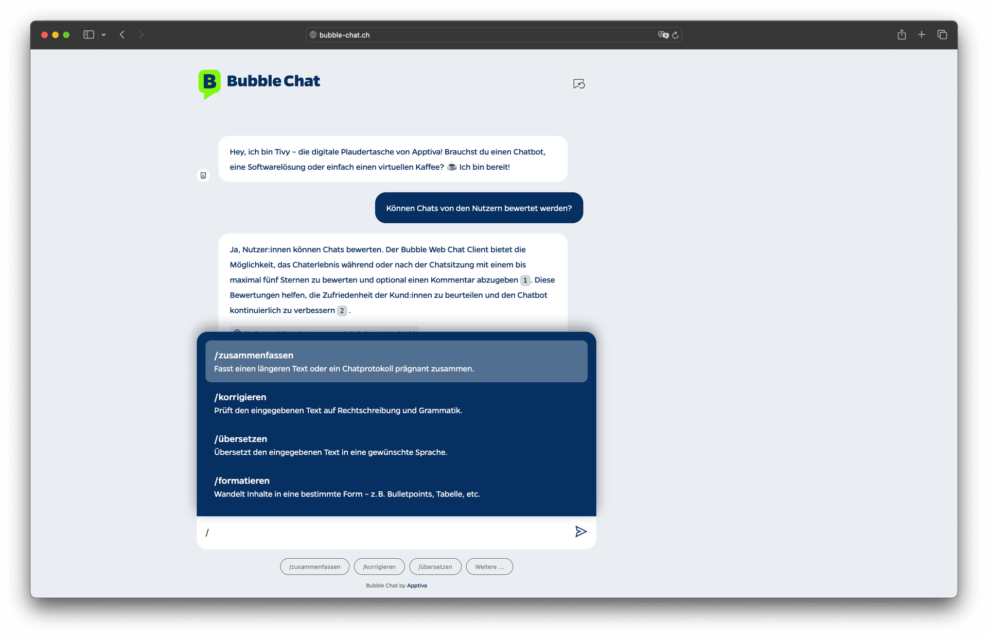 Chat-Commands ermöglichen eine noch effizientere und gezieltere Interaktion – besonders für fortgeschrittene Nutzer oder wiederkehrende Anwendungsfälle.