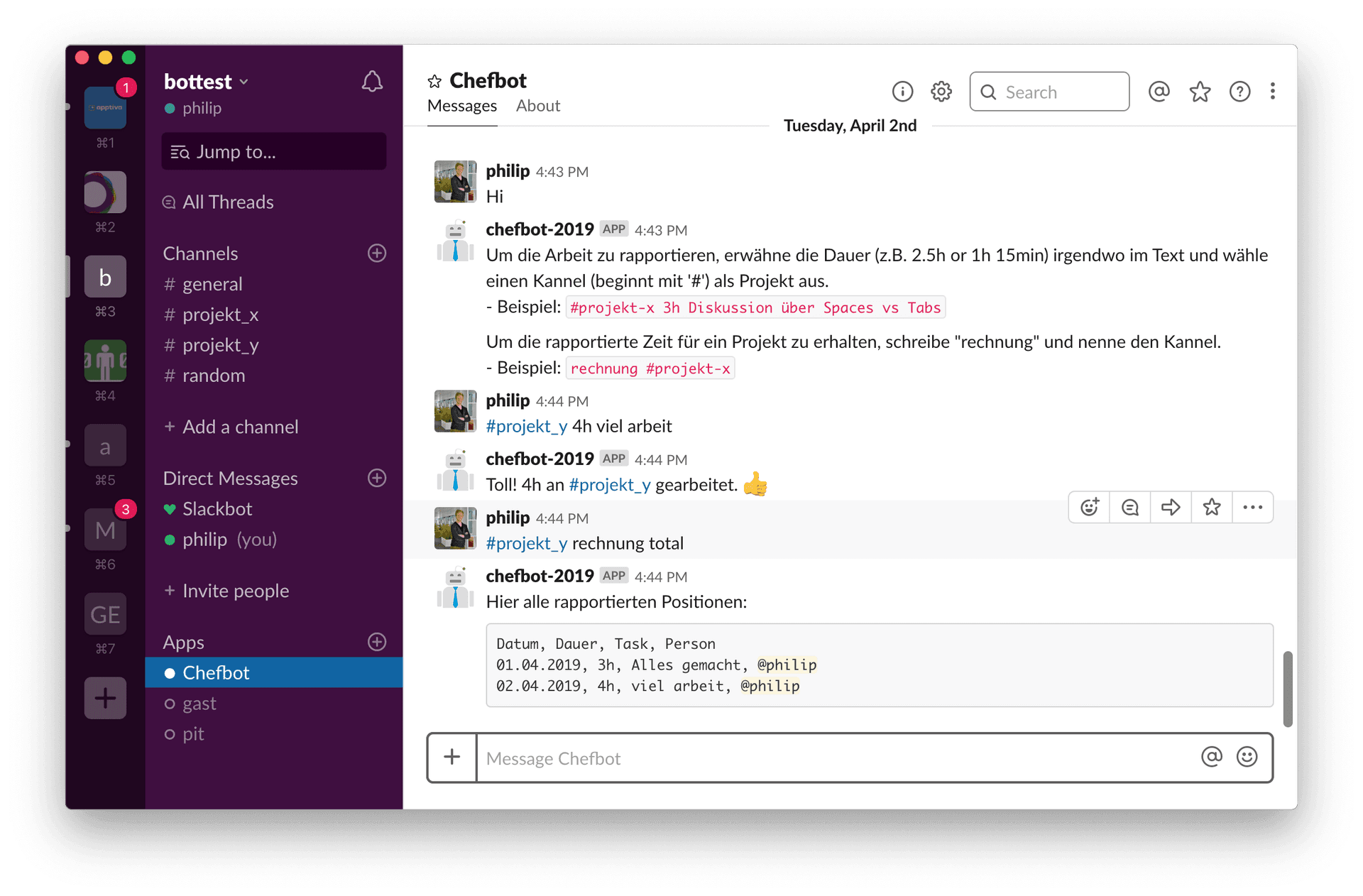 Chefbot im Slack Messenger