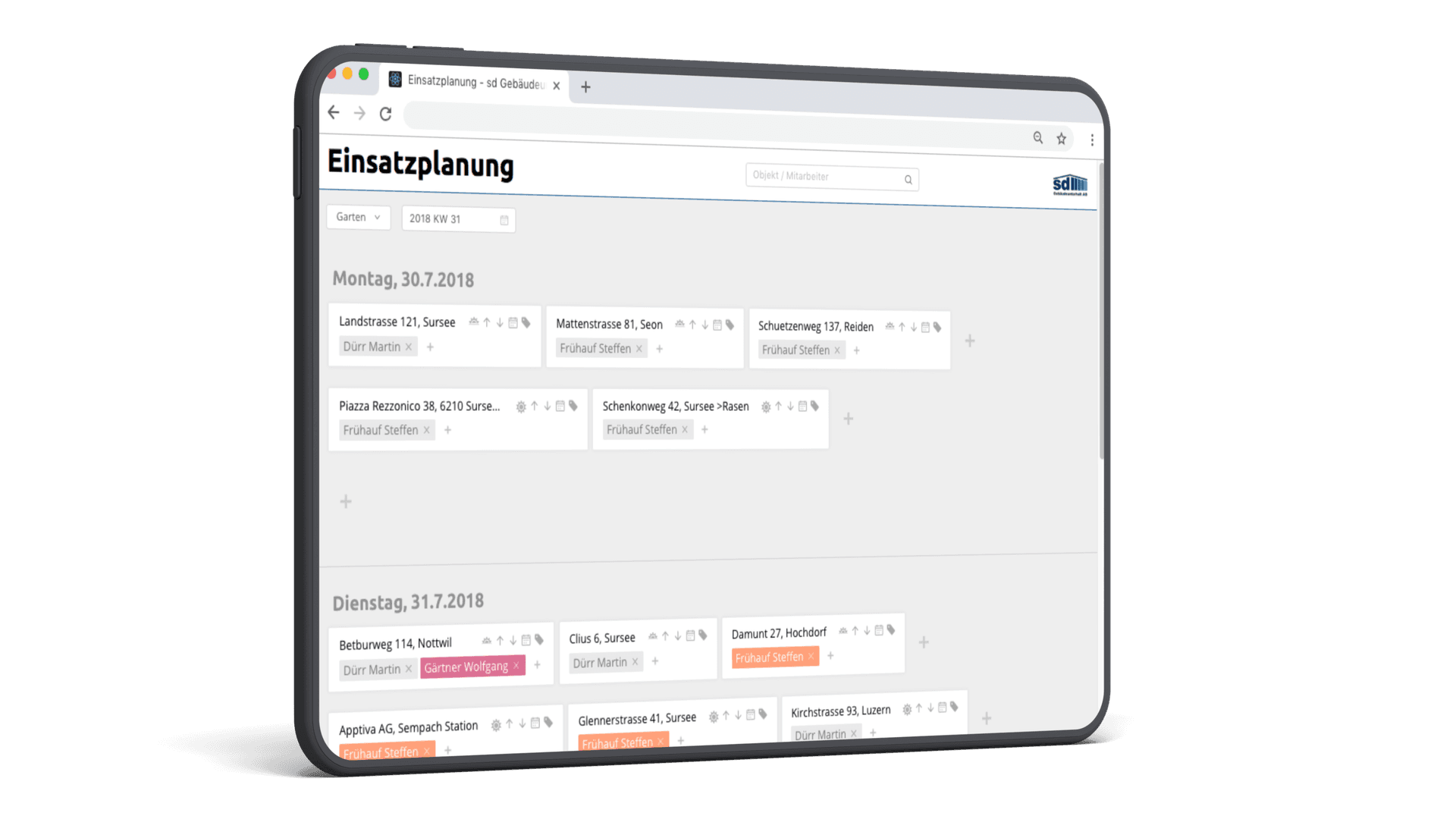 SD Gebäudeunterhalt Einsatzplanung