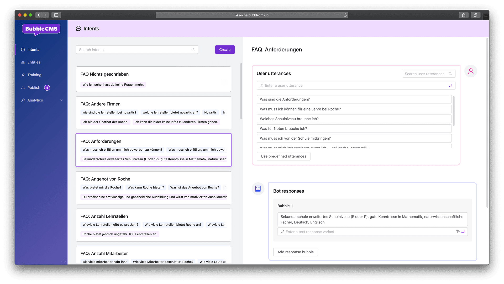 Inhalte im Bubble Chat erfassen