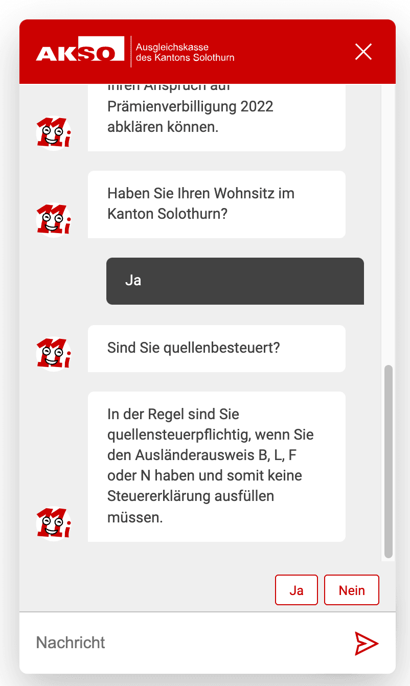 Kommunikation mittels Quick-Replies