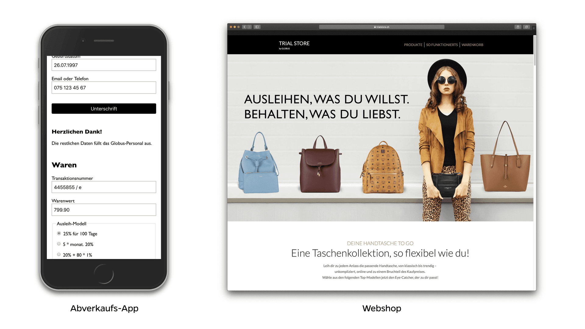 Trial Store App und Webshop für den Globus